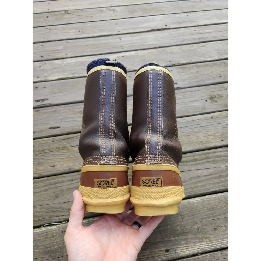 Sorel Arctic Pac‎ Winter Boots Brown Leather Rubber Duck Boots Canada Men 12